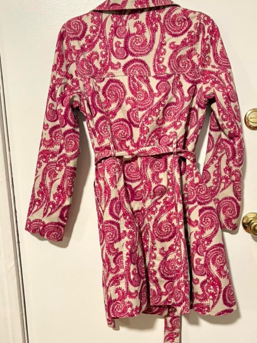 Vintage Y2K 100% cotton water resistant paisley trench coat med - Picture 5 of 7